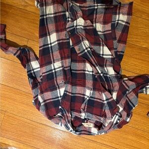Hollister Burgundy and Navy Plaid Shirt
